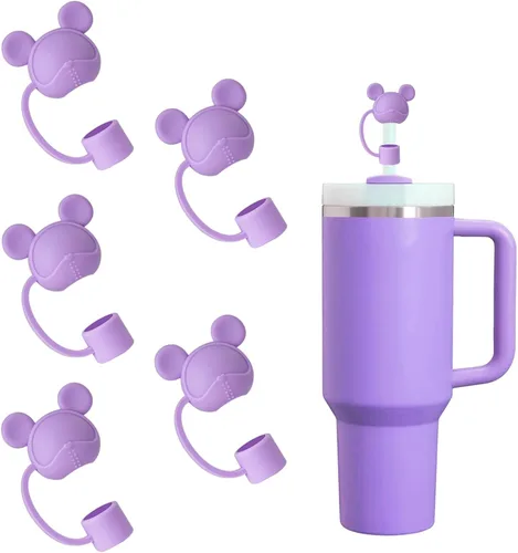 Vista 37 de Juego de 4 fundas de popote con diseño de estrella compatibles con vasos Stanley de 30 y 40 onzas, reutilizables, bonitas puntas de popote