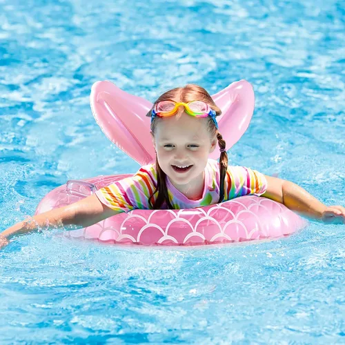 Vista 2 de KISSHAKE Flotador de piscina para bebé, flotador de natación de sirena para bebé, entrenador de natación inteligente, flotadores inflables