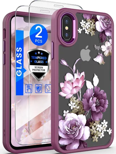 Vista 8 de Dretal Funda para iPhone X, iPhone Xs, de grado militar, parte trasera dura y borde suave, funda protectora de teléfono para mujeres y niñas con 2