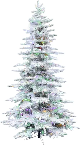 Vista 13 de Fraser Hill Farm - Árbol de Navidad preiluminado Mountain Pine de 6.5 pies, con luces inteligentes incandescentes blancas, muy nevado, follaje