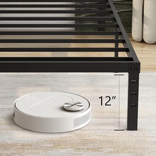 Vista 5 de Marco de cama California King de 14 pulgadas, soporte de listones de acero resistente de 2500 libras, sin ruido, no necesita somier, fácil montaje
