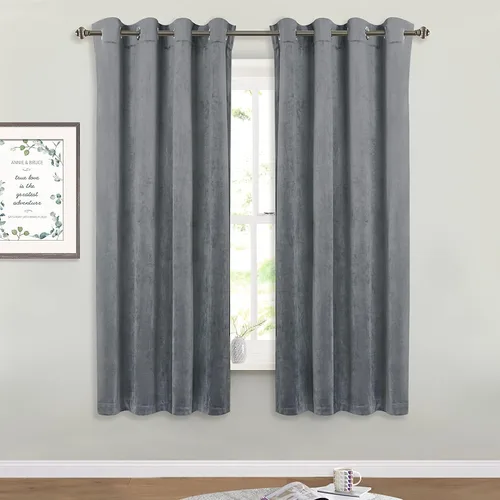 Vista 50 de StangH Cortinas de terciopelo gris de 84 pulgadas para oscurecer la habitación, con aislamiento térmico, cortinas gruesas y pesadas para sala