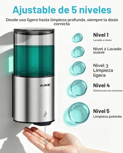 Vista 3 de AIKE Dispensador automático de jabón IPX7 impermeable 13.5oz acabado Acero inoxidable cepillado
