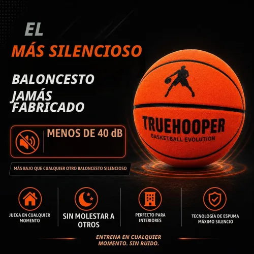 Vista 4 de TRUEHOOPER Silent Basketball – Size 7 Indoor Basketball (PRO Version) - Grooved Foam Basketball for Quit Dribbling and Indoor Training – Higher