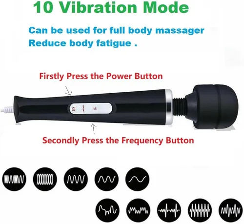 Vista 5 de Masajeador de cuerpo grande negro de mano vibrante potente masaje eléctrico de espalda para mujer recuperación deportiva dolores musculares dolor
