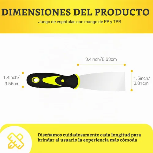 Vista 2 de DEKEones Raspadores de masilla, cuchillo de espátula de 1.5 pulgadas, herramienta raspadora de metal para acabado de paneles de yeso, raspado