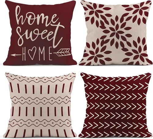 Vista 10 de Emvency Juego de 4 fundas de almohada modernas geométricas abstractas en negro, blanco y gris, diseño de flechas florales dulces, fundas de almohada