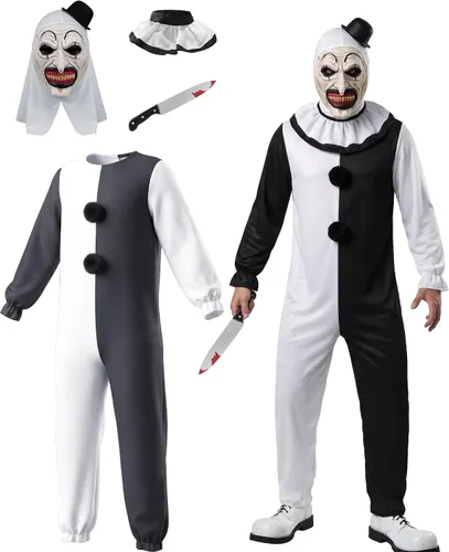 Vista 8 de Disfraz de payaso de Halloween Art the Cosplay Body Mask para fiesta de Rojo