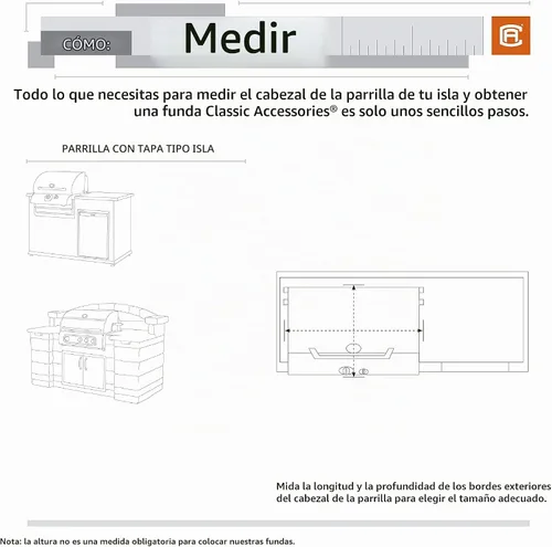 Vista 3 de Cubierta Classic Accessories para barbacoa empotrada, modelo Veranda Island , XS, Pebble