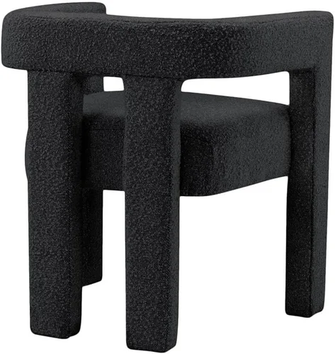 Vista 7 de Meridian Furniture Colección Athena Moderna Contemporánea Silla de Acento Comedor Tapizada en Tela Boucle, 25" An x 21" Pr x 27" Al, Negro