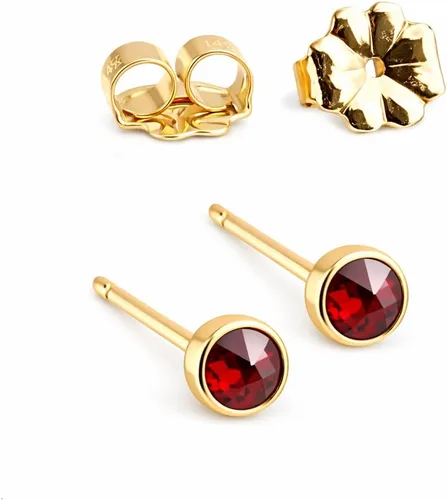 Vista 24 de Juego de aretes pequeños de oro con bisel, bola para cartílago, tragus, hélice, múltiples joyas hipoalergénicas de piedra natal para mujer