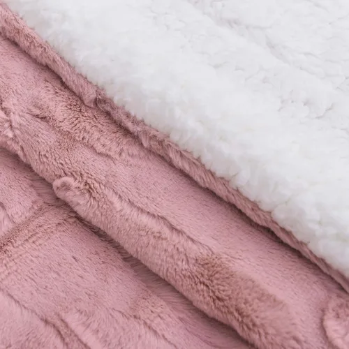 Vista 5 de Tache Dusty Rose Blush Pink Throw Super Soft Warm Faux Fur with Ivory Sherpa Back Blanket - 50x60
