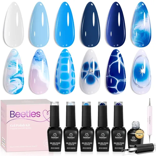 Vista 28 de Beetles - Juego de esmaltes de gel de otoño con gel floreciente, efecto A - Marrón ámbar Atracción ámbar