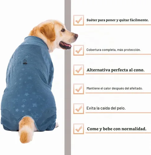 Vista 6 de Abrigos para perros, overol de otoño e invierno para perros grandes y medianos, traje de recuperación más cálido, overol de forro polar para perro