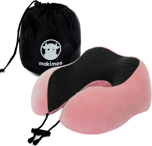 Vista 9 de Almohada de viaje de espuma viscoelástica, almohada para el cuello con soporte de cabeza de 360 grados, cómoda ideal para dormir en avión, Negro
