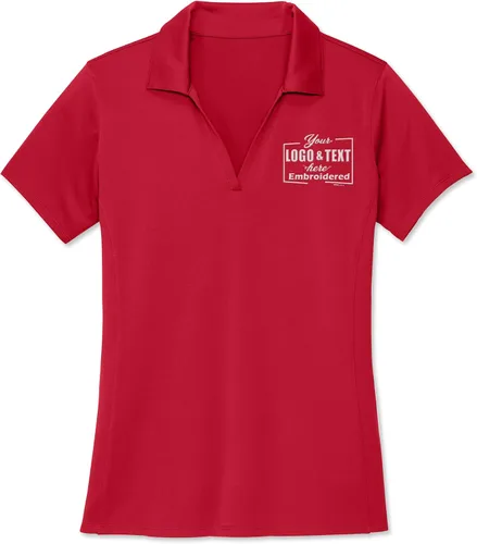 Vista 2 de Polo bordado personalizado para mujer con logotipo y logotipo de seda para mujer