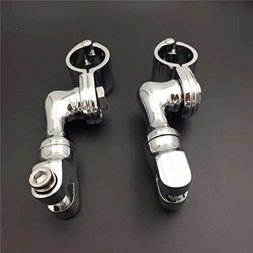 Vista 3 de SMT-Kit de montaje de clavijas de carretera ajustables en ángulo corto cromado compatible con cualquier bicicleta con tubo de marco de protector
