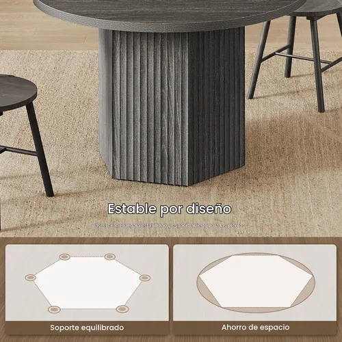 Vista 5 de SICOTAS Mesa de comedor redonda para 4, 6 personas, 47 pulgadas, mesa de comedor moderna circular de madera con base resistente para comedor