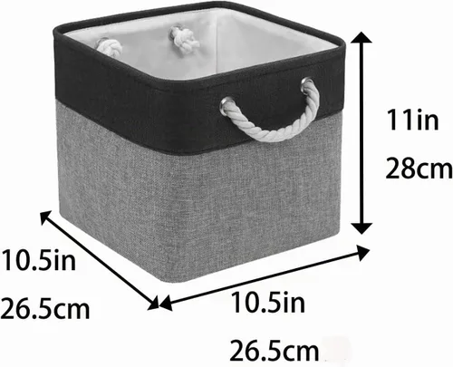 Vista 4 de Fabric Storage Cubes, 11 inch cube storage bin with Handles, 11x11cube storage organizer bins, Collapsible Storage Bins for Shelves and Home, Cubby