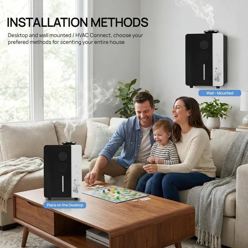 Vista 6 de Difusor - Máquina de aire WiFi para uso doméstico y comercial, cubre 7500 pies cuadrados, difusor de aceite HVAC sin agua para nebulización de aire