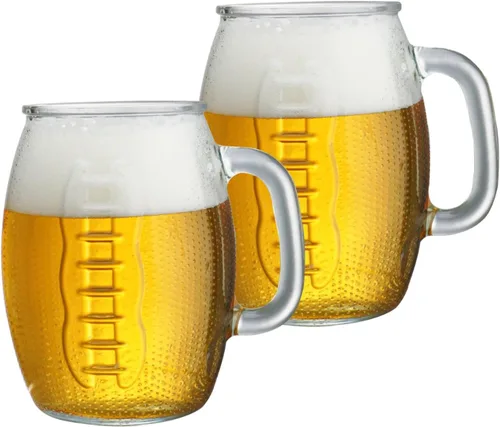 Vista 4 de Chefcaptain Vasos de cerveza gigantes de 26 onzas con asas, paquete de 2, vidrio grueso sin plomo