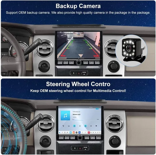 Vista 6 de QLED Radio para Ford F150 2009 2010 2011 2012, 2013 2014 STX XL actualización, estilo de fibra de carbono, reemplazo estéreo de pantalla táctil de 8