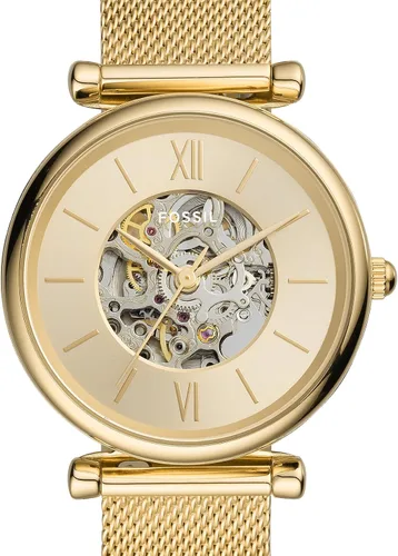 Vista 6 de Fossil Women's Carlie Automatic Stainless Steel Mesh Three-Hand Watch for Women, Dorado (Gold mesh)