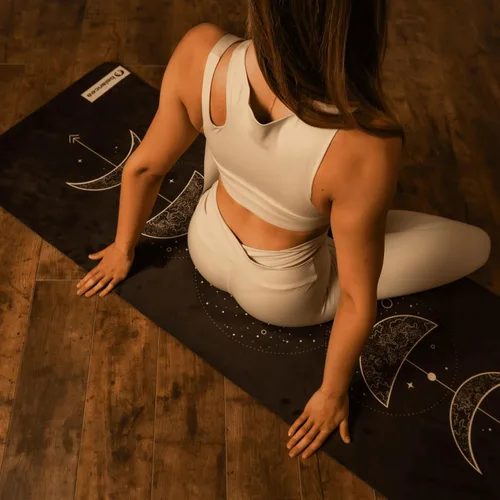 Vista 6 de Tapete de yoga con correa de 5 mm antideslizante de gamuza y TPE - Tapete ecológico para fitness y ejercicio para gimnasio en casa, pilates, yoga
