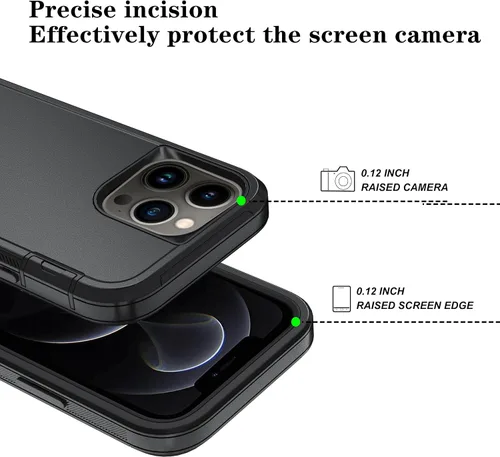Vista 3 de Funda para iPhone 12 Pro Max con protector de pantalla HD, resistente a los golpes, al polvo y a las caídas, funda de 3 capas para iPhone 12 Pro Max