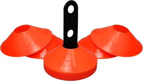 Vista 5 de BlueDot Trading Conos deportivos de alta visibilidad para entrenamiento de agilidad, fútbol, fútbol, baloncesto, marcadores de cono de campo