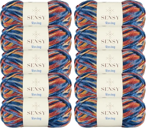 Vista 93 de Sensy Roving - Ovillo de lana multicolor, 3.5 onzas, 132 yardas, calibre 5, voluminoso (otoño)