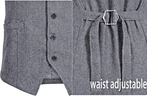 Vista 4 de TOGROP Chaleco de disfraz de los años 20 para hombre, sombrero y accesorios para reloj de bolsillo, juego de accesorios para fiesta de adultos