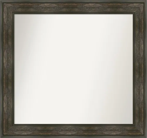 Vista 218 de Amanti Art Espejo de baño marrón para sobre fregadero, 26 x 26 pulgadas, espejo de tocador cuadrado marrón rústico Alexandria, marco de madera