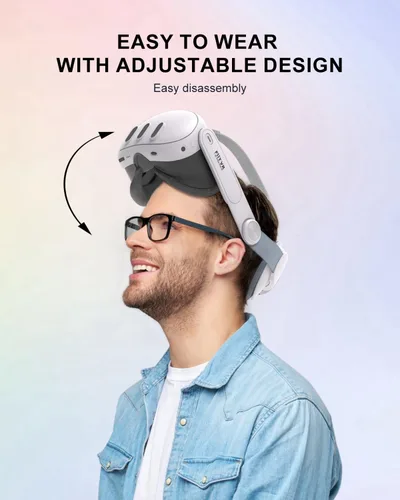 Vista 4 de for Meta Quest 3 Head Strap - Comfort Vr Accessories with Adjustable Elite Headstrap Design for MetaOculus Quest 3 Support Face Protective Pad Cover