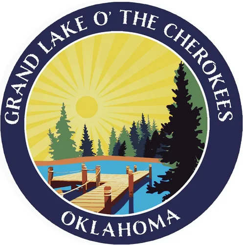 Vista 3 de Lake Dock - Grand Lake O' The Cherokees - Oklahoma - Adhesivo adhesivo para ventana de coche y camión de 3.5 pulgadas