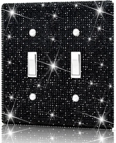 Vista 32 de Dengduoduo Placas de pared, cubierta decorativa para interruptor de luz, cubiertas decorativas de tomacorrientes, diamantes de imitación plateados