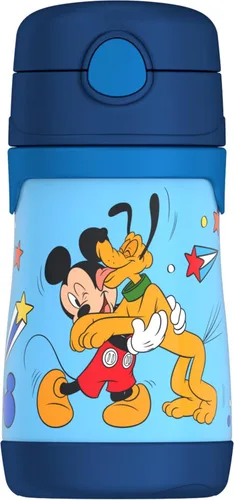 Vista 30 de Thermos Bebé 10 oz. Botella de acero inoxidable con popote emergente, coches