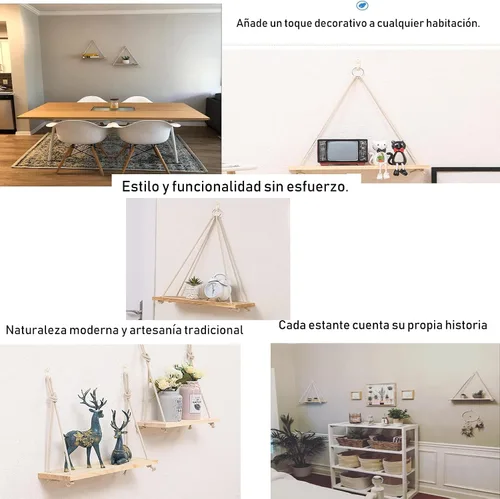 Vista 4 de Estantes flotantes 1 paquete de madera para colgar en la pared de estantes para macetas de plantas o macetas, estantes flotantes colgantes de diseño