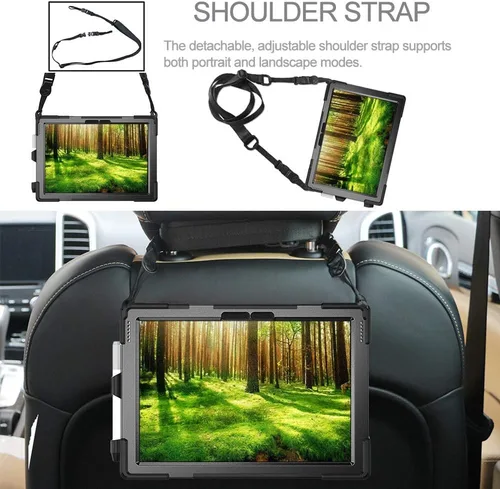 Vista 6 de ZenRich Funda para Surface Pro 7 Plus/7/6/5/4/LTE con soporte para lápices, soporte giratorio 360°, correa de mano y cinturón de hombro, resistente