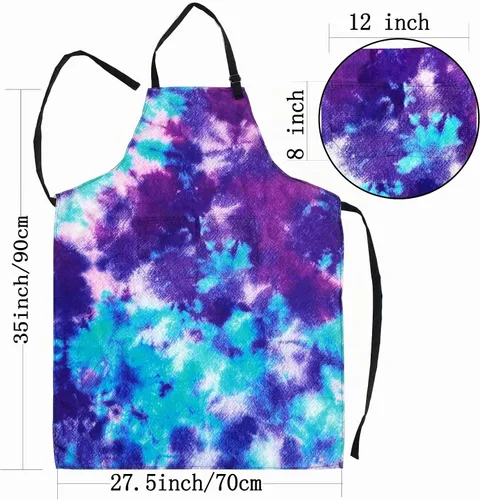 Vista 7 de Delantal Babero Ajustable Impermeable con 2 Bolsillos Delantales de Cocina para Mujeres Hombres Chef Delantal azul púrpura