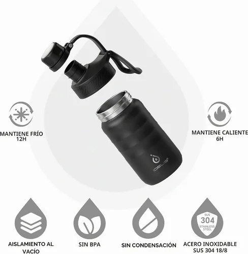 Vista 2 de IDEUS Botella de agua aislada de 12 onzas, botella de agua aislada de acero inoxidable para la escuela, botellas aisladas con pajitas a prueba