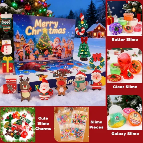 Vista 3 de Kit de slime de Navidad – Slime de Navidad antiadherente, suave, elástico, regalos de fiesta de slime para niños, perfecto para rellenos
