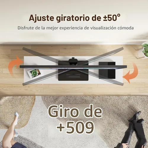Vista 4 de HT07B-001 - Soporte giratorio universal para televisores de 13 a 32 pulgadas con giro de 100 grados, altura ajustable de 4 niveles, base de vidrio