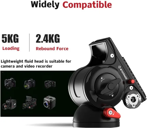 Vista 2 de IFOOTAGE Komodo K5S - Cabezal fluido para trípode de video, cabezal fluido para cámaras con placa de liberación rápida, para fotografía profesional