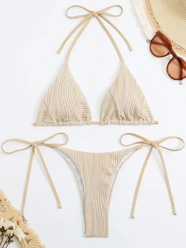 Vista 6 de OYOANGLE Traje de baño sexy de una pieza para mujer, bikini con tiras cruzadas