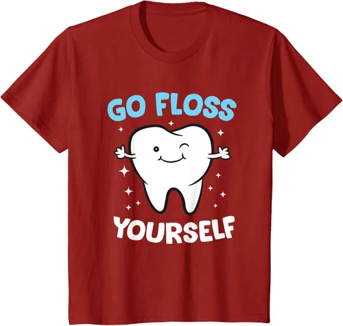 Vista 76 de Camiseta higienista dental, asistente dental, Go Floss Yourself dentista, Negro, S