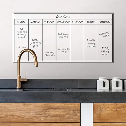 Vista 3 de Pizarra blanca WPE98895 autoadhesiva de pared con calendario semanal, de secado y borrado rápido - 13" x 26" (33 cm x 66 cm)
