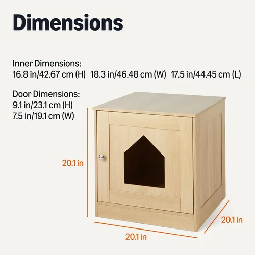 Vista 6 de Amazon Basics Caja de arena para gatos estilo mobiliario, roble