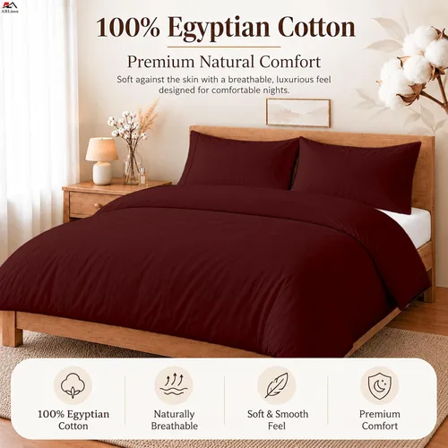 Vista 2 de ARlinen Juego de funda de edredón de tamaño individual, 100% algodón egipcio, juego de ropa de cama de 3 piezas con cierre de cremallera, incluye 1