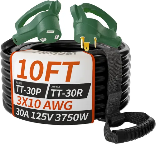 Vista 11 de PlugSaf NEMA 14-50P/14-50R 3 pies 50 Amp cable de extensión RV/EV para exteriores con mango de agarre, cable de alimentación RV STW flexible de 4
